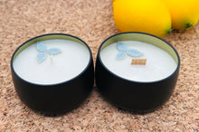 Load image into Gallery viewer, 4 oz. Tin 100% Soy Wax Scented Candle with Deco