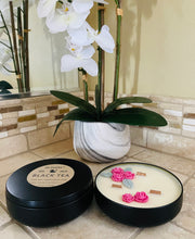 Load image into Gallery viewer, 16 oz. Flat Tin 100% Soy Wax Scented Candle with Deco