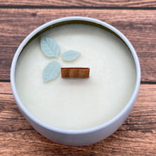 Load image into Gallery viewer, 4 oz. Tin 100% Soy Wax Scented Candle with Deco