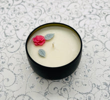 Load image into Gallery viewer, 4 oz. Tin 100% Soy Wax Scented Candle with Deco