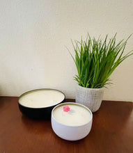 Load image into Gallery viewer, 4 oz. Tin 100% Soy Wax Scented Candle with Deco