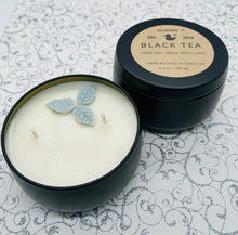 Load image into Gallery viewer, 8 oz. Tin 100% Soy Wax Scented Candle with Deco