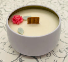 Load image into Gallery viewer, 4 oz. Tin 100% Soy Wax Scented Candle with Deco