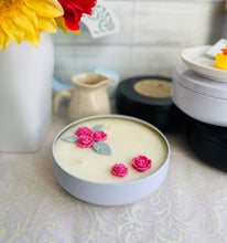 Load image into Gallery viewer, 16 oz. Flat Tin 100% Soy Wax Scented Candle with Deco