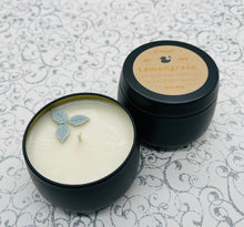 Load image into Gallery viewer, 4 oz. Tin 100% Soy Wax Scented Candle with Deco