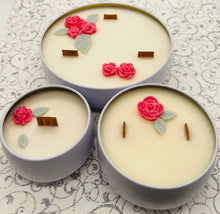 Load image into Gallery viewer, 16 oz. Flat Tin 100% Soy Wax Scented Candle with Deco
