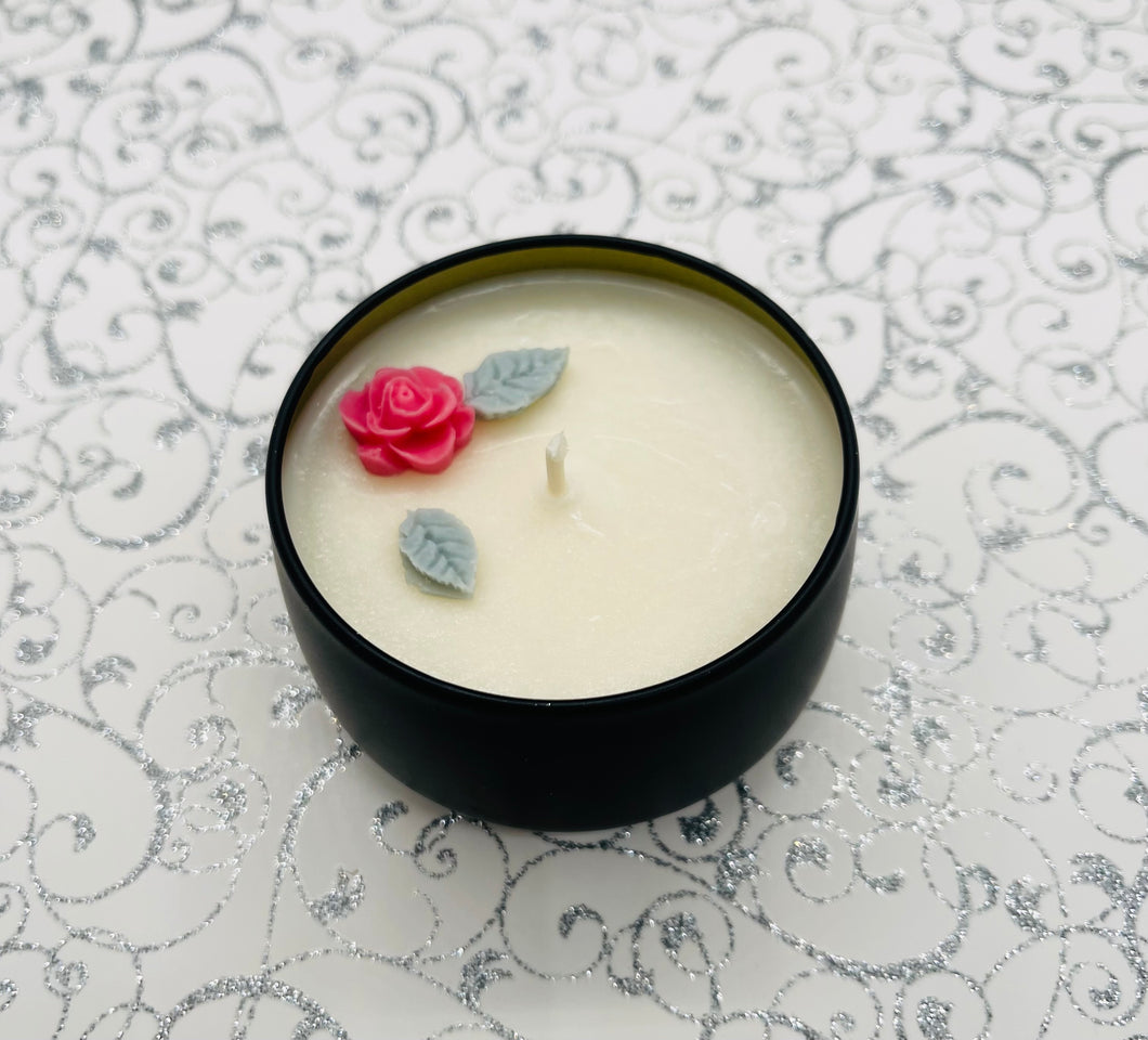 4 oz. Tin 100% Soy Wax Scented Candle with Deco