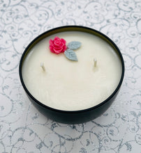 Load image into Gallery viewer, 8 oz. Tin 100% Soy Wax Scented Candle with Deco
